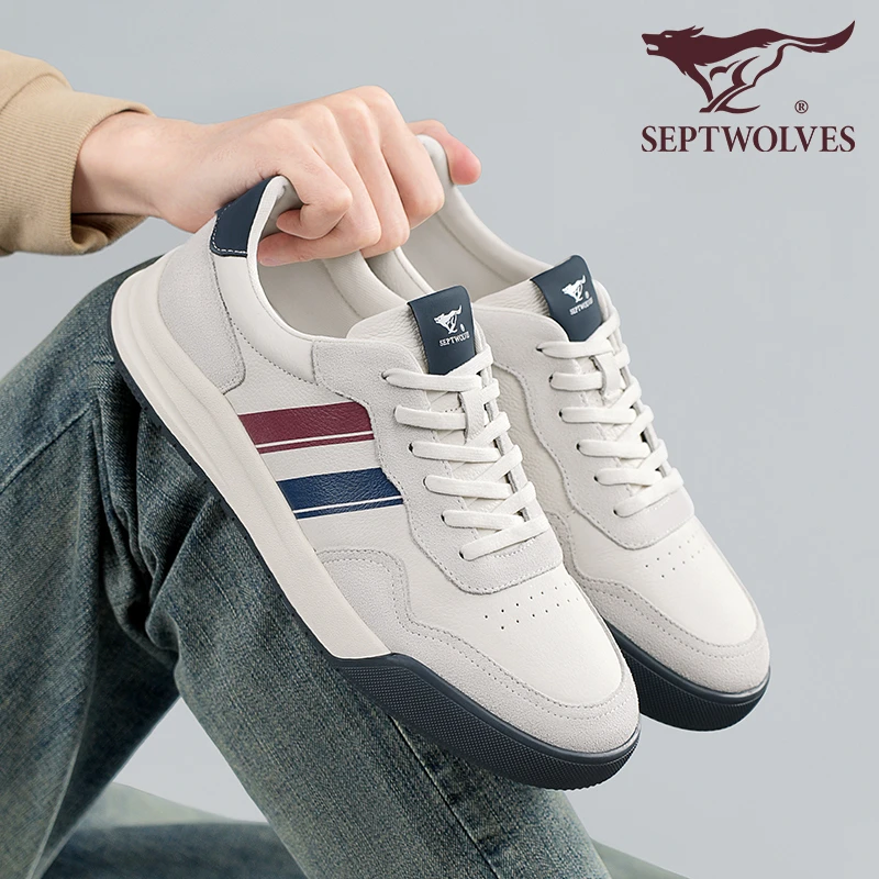 七匹狼休闲德训鞋2025春季新款厚底增高男鞋时尚百搭反绒皮鞋子