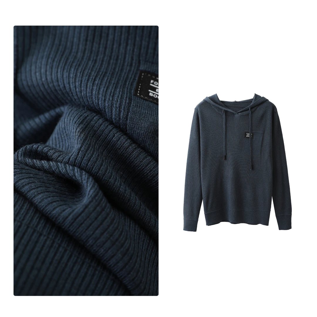 现货！门店17&9！柔软舒适~连帽纯色竖坑条女式针织衫H00238