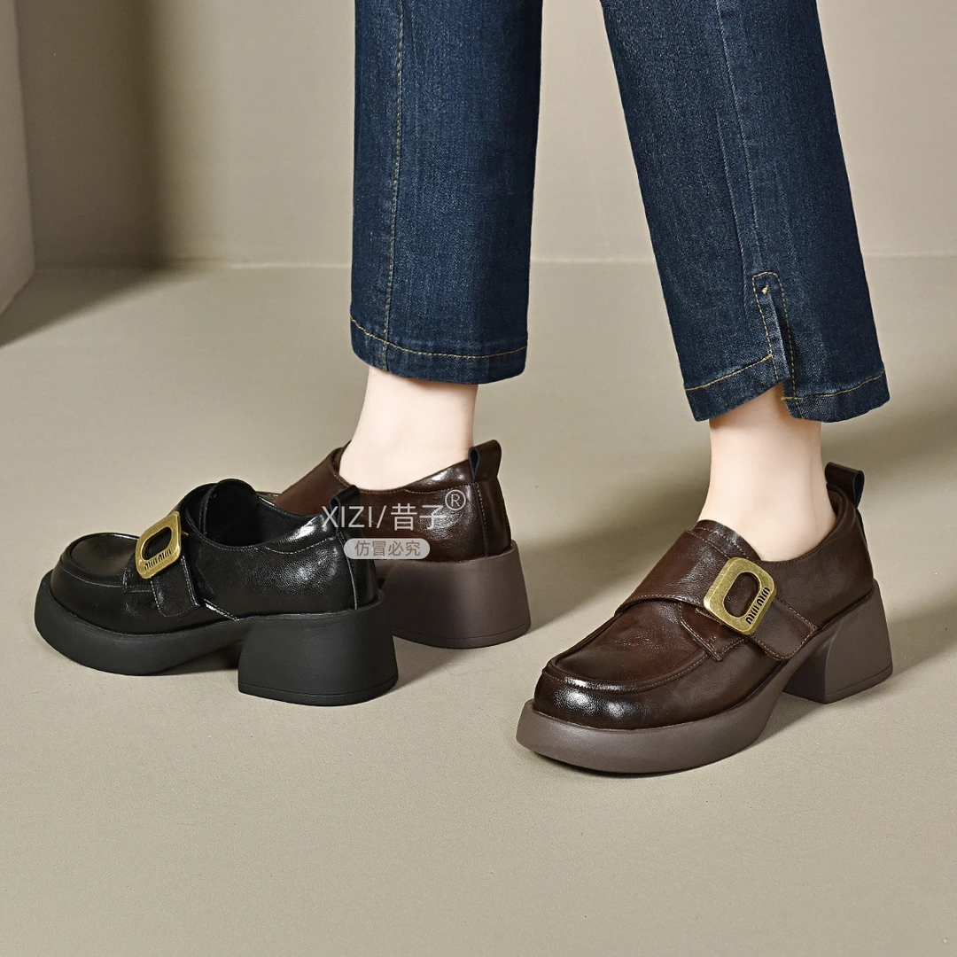 昔子908（精选）厚底乐福鞋2024秋冬新款女鞋单鞋豆豆鞋时尚百搭鞋