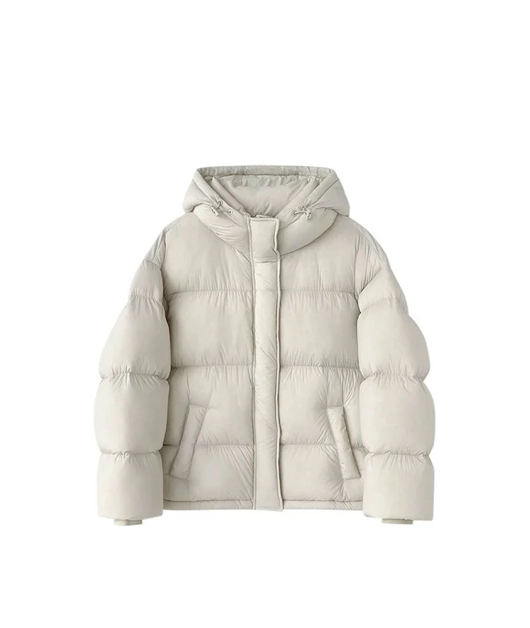 连帽磁吸扣短款羽绒时尚休闲百搭加厚ins保暖韩版冬季羽绒服纯色