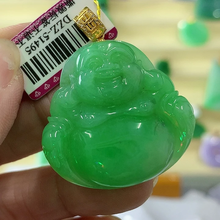 翡翠颈饰18K金镶嵌挂件