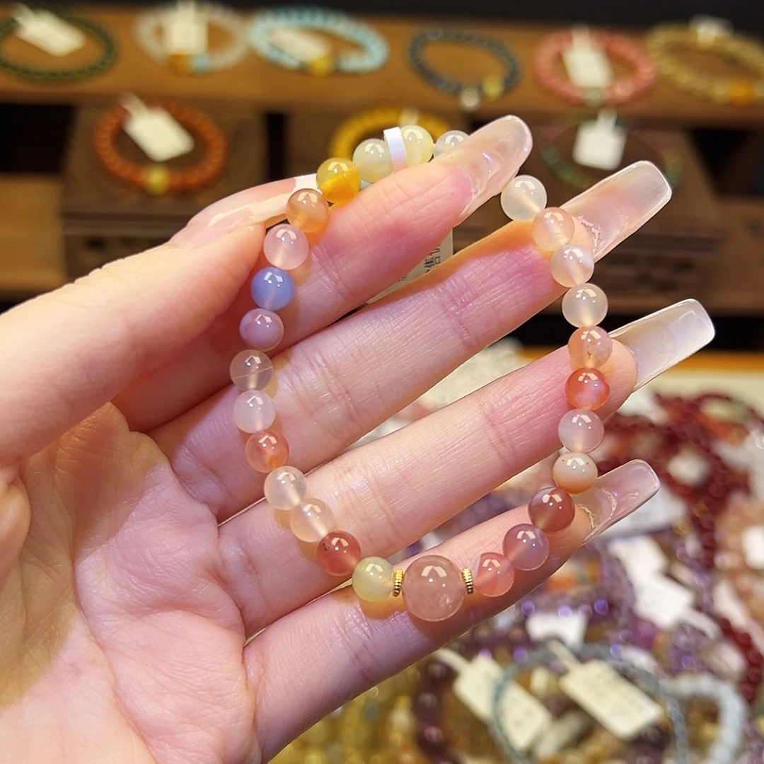 烟晶手链银S925镶嵌玛瑙8099