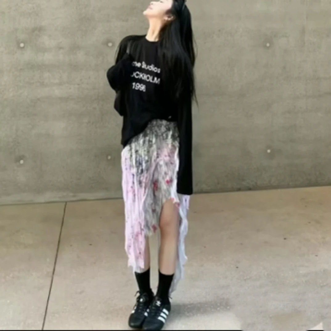 LuoXue“人鱼半裙”秀款雪纺碎花半身裙