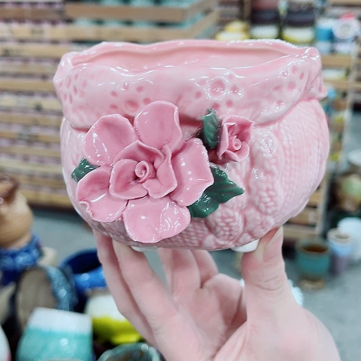 有孔，凑10元包邮陶瓷花盆发货！