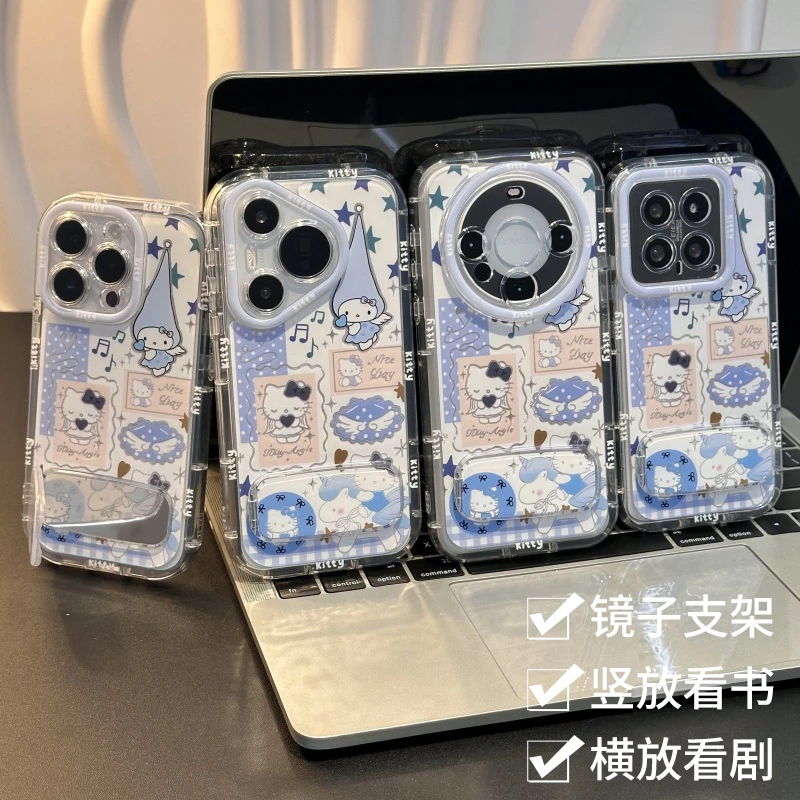 GGBond蓝色天使KT支架适用苹果16羽纱15手机壳华为vivo小米14oppo