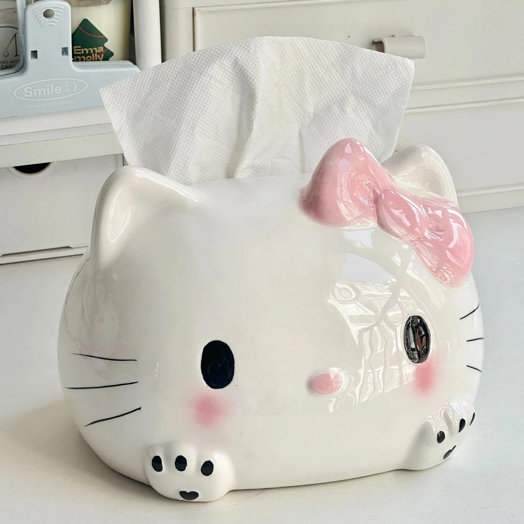 Hellokitty纸巾盒客厅桌面抽纸盒卷纸收纳盒家用装饰品摆件SNSJ