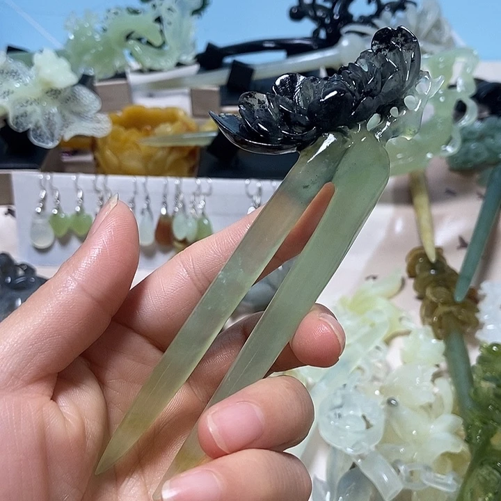 岫玉未镶嵌发簪发簪