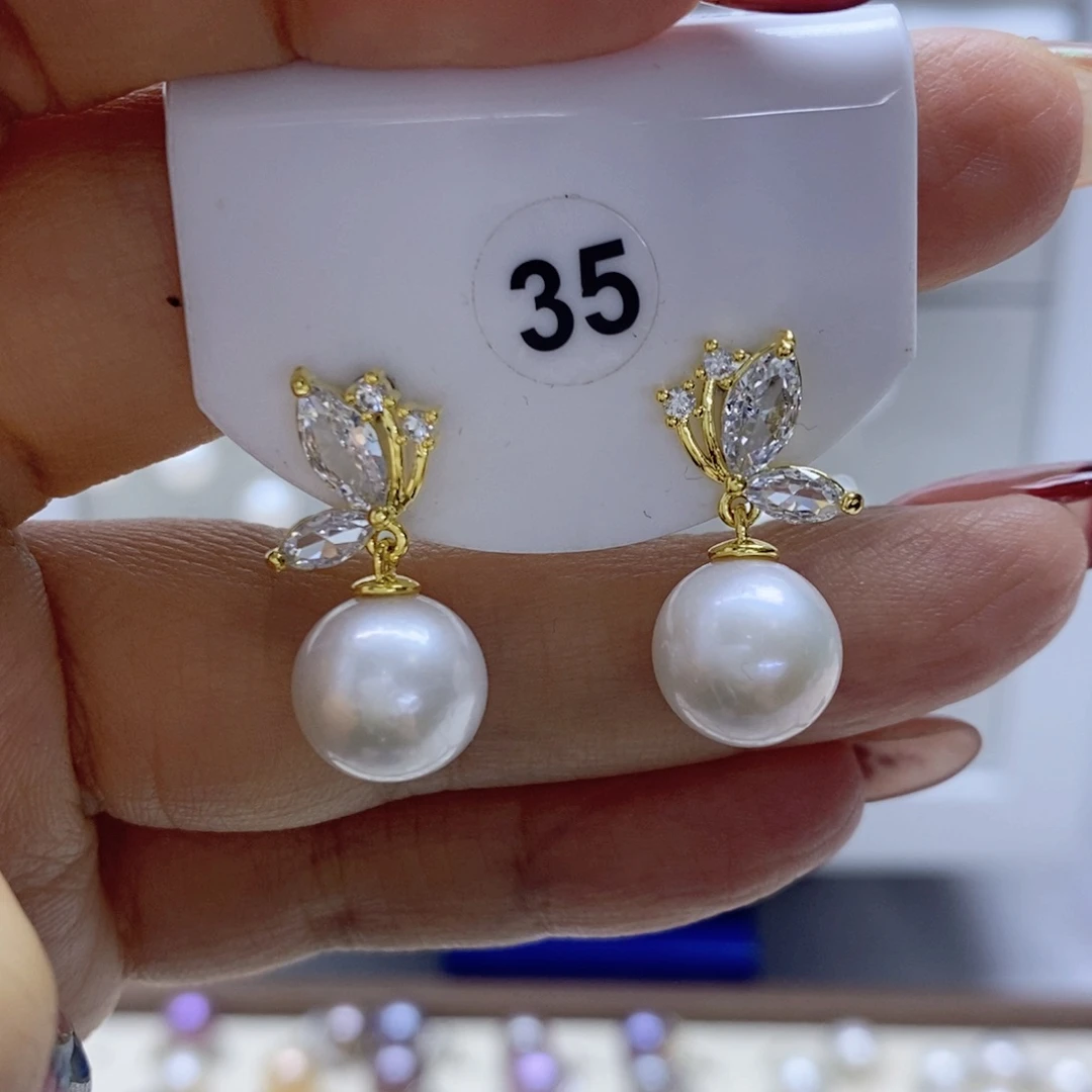 淡水珍珠耳饰银S925镶嵌