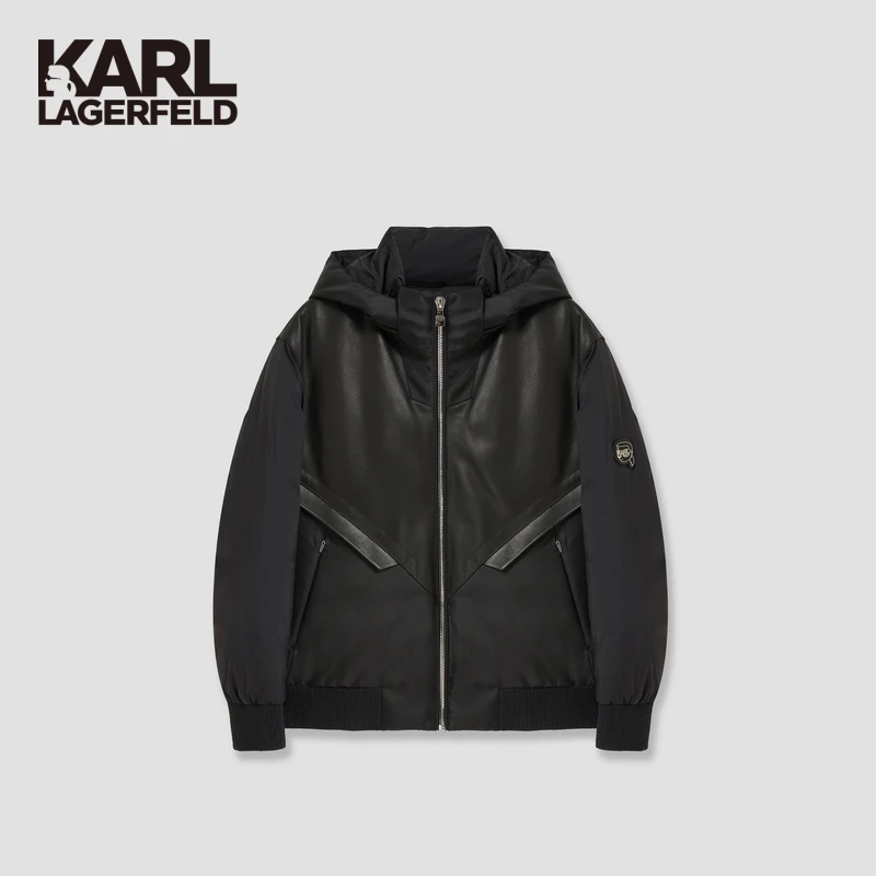 【臻享男装】KARL LAGERFELD卡尔拉格斐拼皮夹克羽绒服M27Z4013