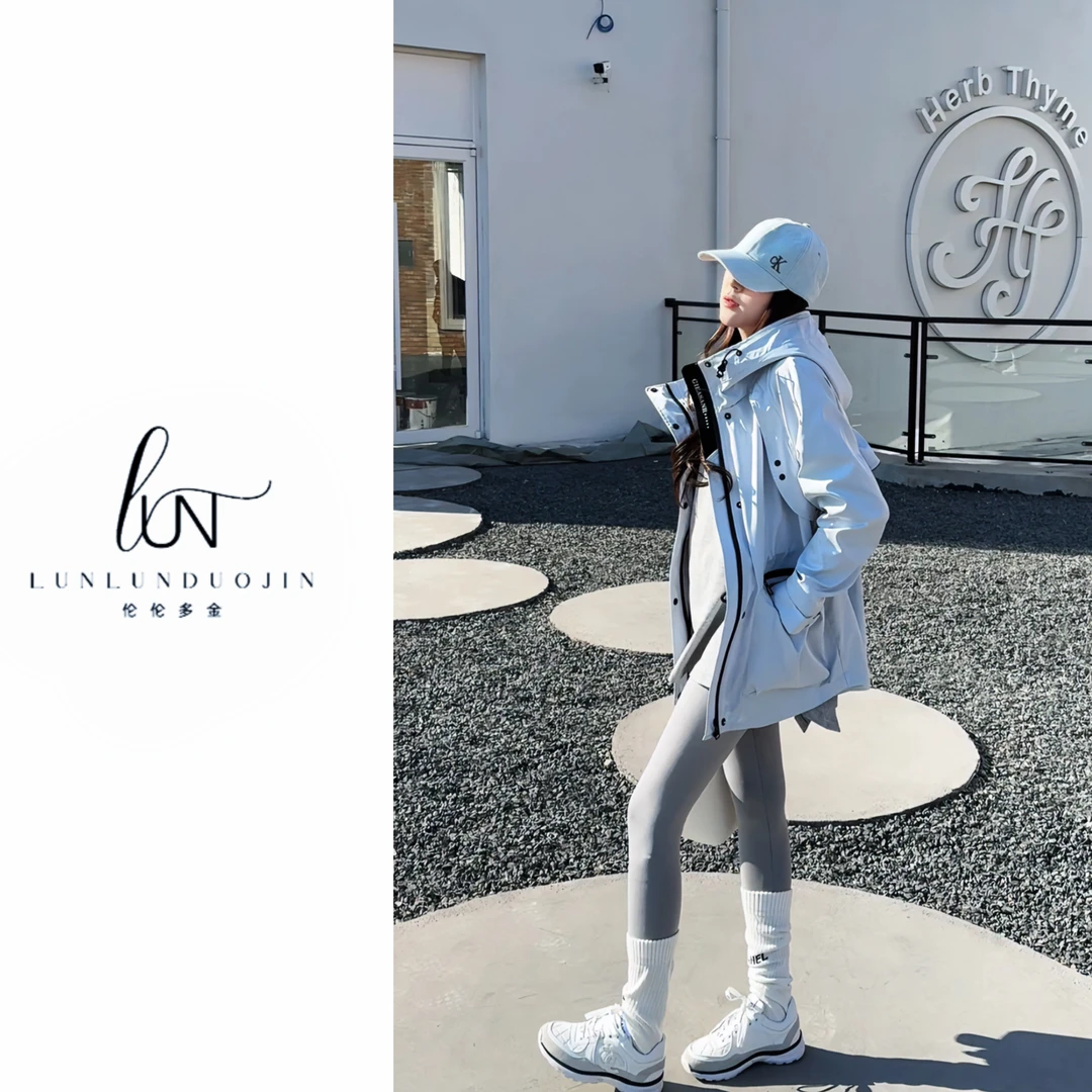 Lun【恰沐春风】25春新款时尚休闲百搭宽松早春光感女风衣连帽韩版