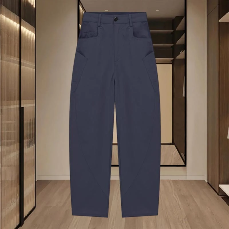 2025春秋新款极简风纯色设计感宽松休闲裤女个性百搭高级感阔腿裤