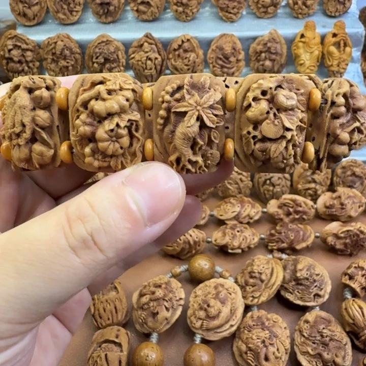 桃核吊坠桃核雕刻材质十全十美手牌