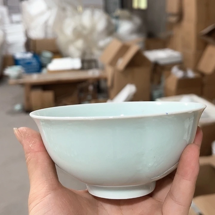 瓷片青瓷4.75英寸正德米饭碗六个微瑕包邮