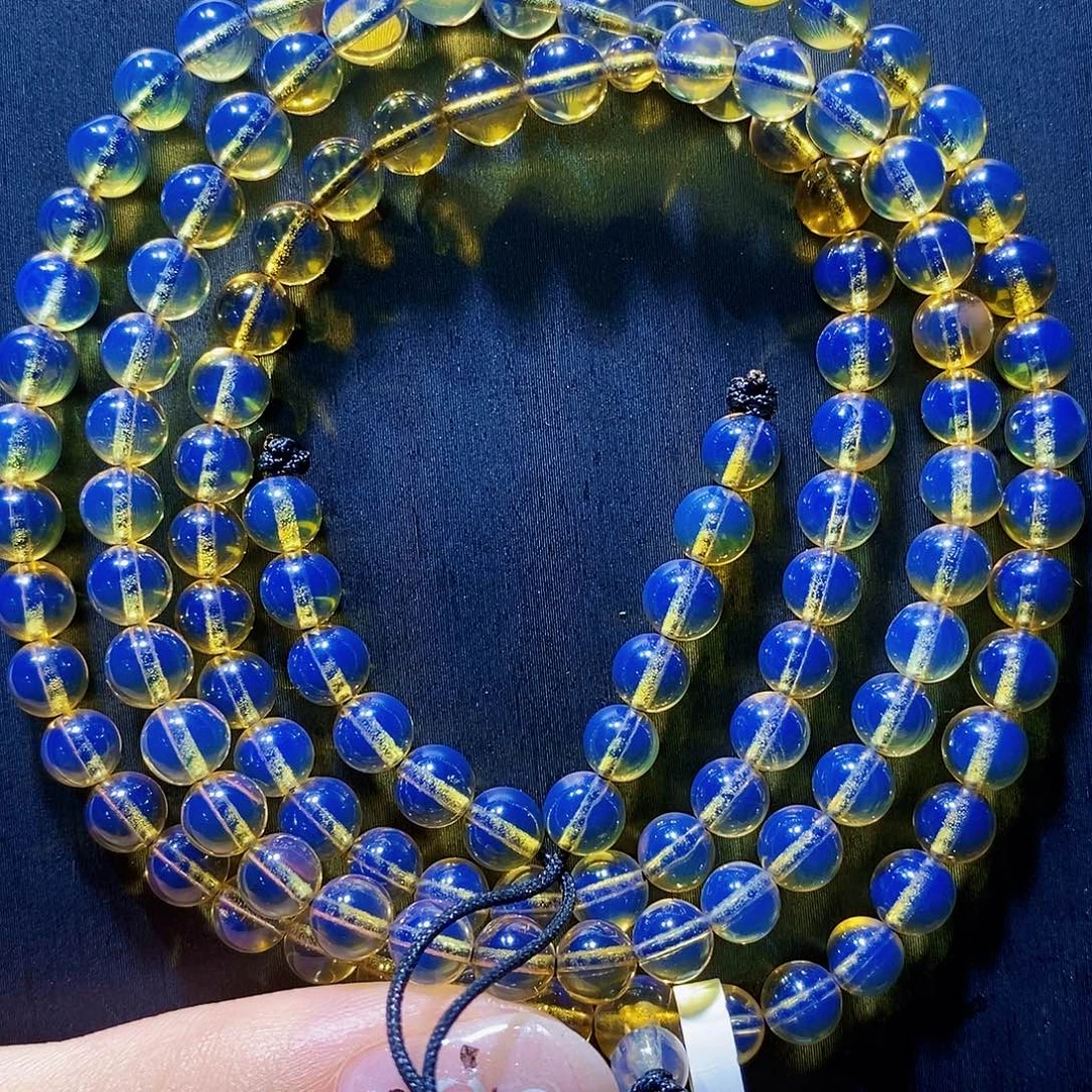 未镶嵌蓝珀手串5mm高蓝净水108颗
