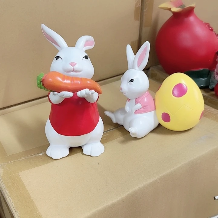 树脂萝卜彩蛋兔两只装