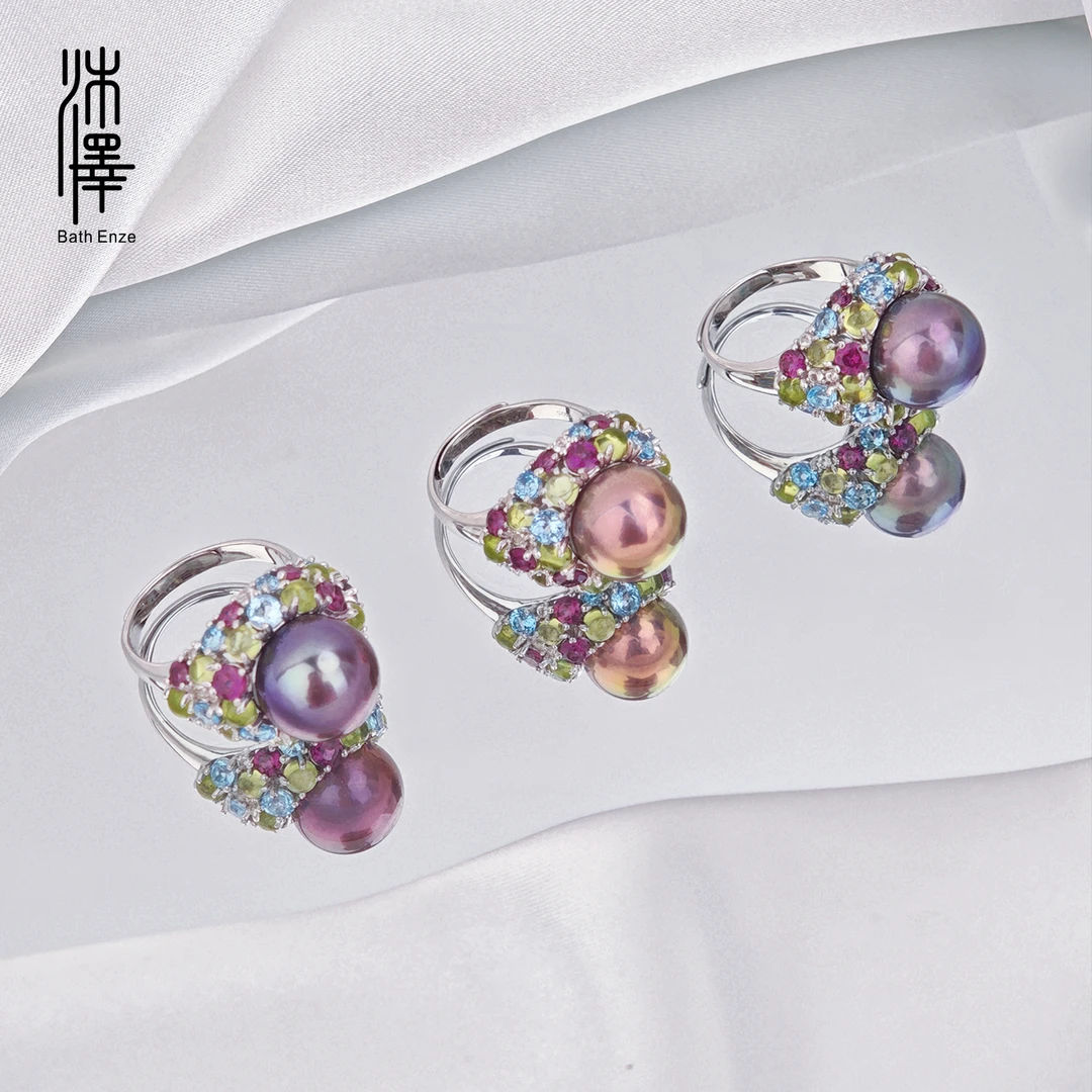 沐泽【香港珠宝展】12-13mm淡水珍珠绝绝紫开口戒指（多样性发其一）