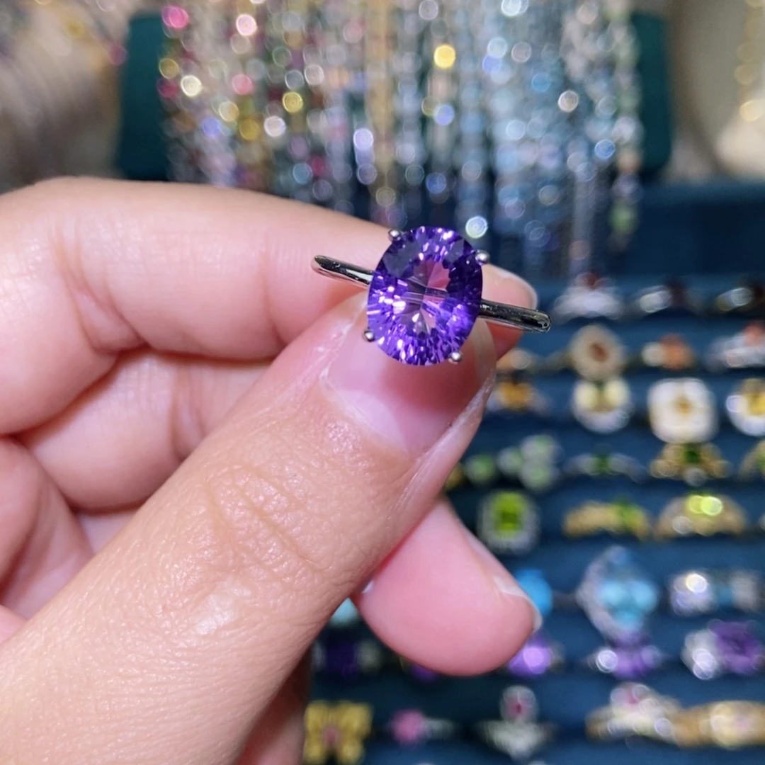 紫晶戒指银S925镶嵌