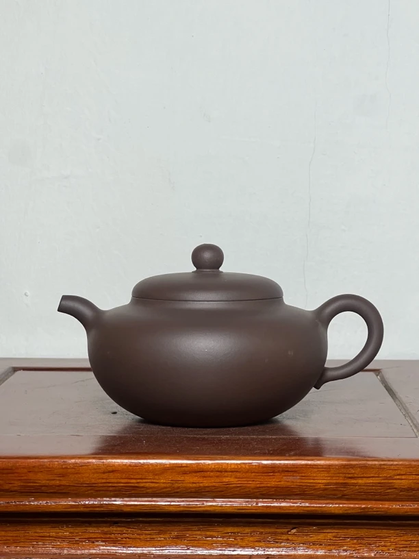 宜兴紫砂壶老紫泥扁玉（微瑕）