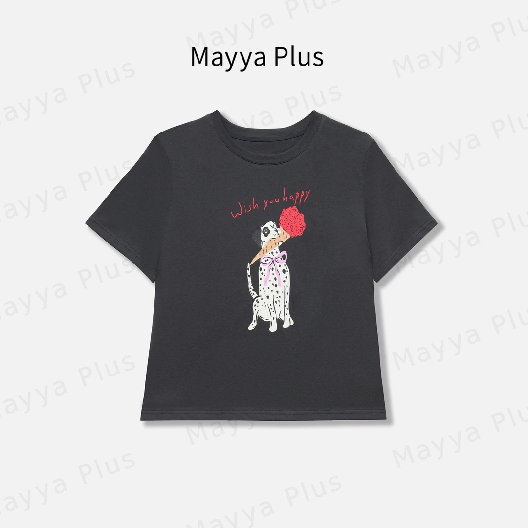 【萝利旺】Mayya Plus麦芽定制轻奢气质显瘦欧若风T恤32528109