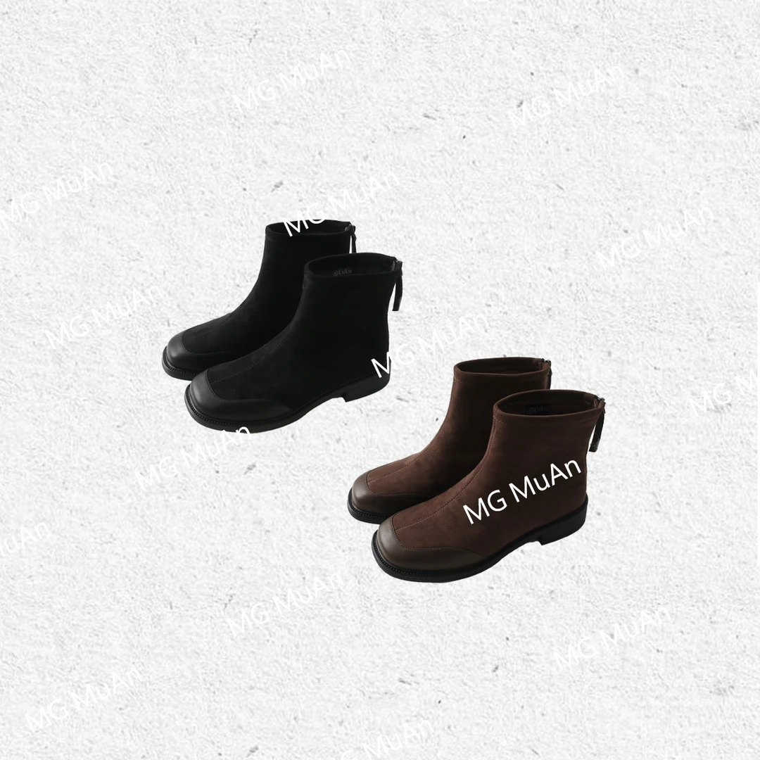 【切尔西痩痩靴】加绒版 MUAN定制方头复古休闲马丁靴LL86-122C