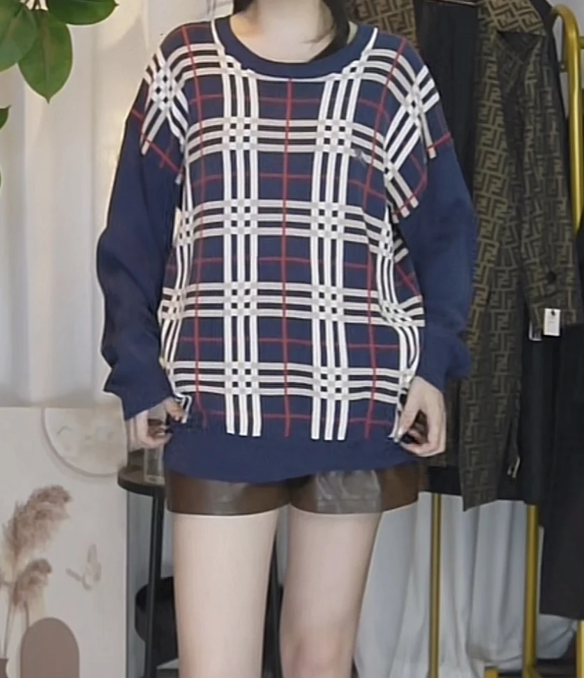 95新 BURBERRY/博柏利 巴宝莉格纹针织毛衣/cc0001