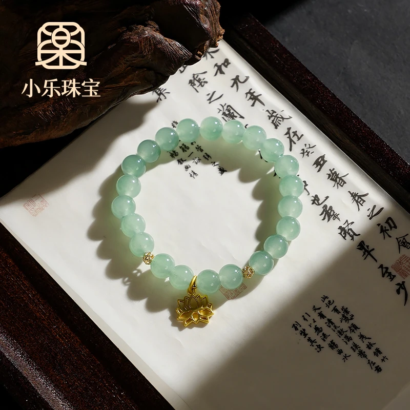 非金属玻璃手链 清透琉璃小莲花吊坠女式手链多样性发一-Y0993