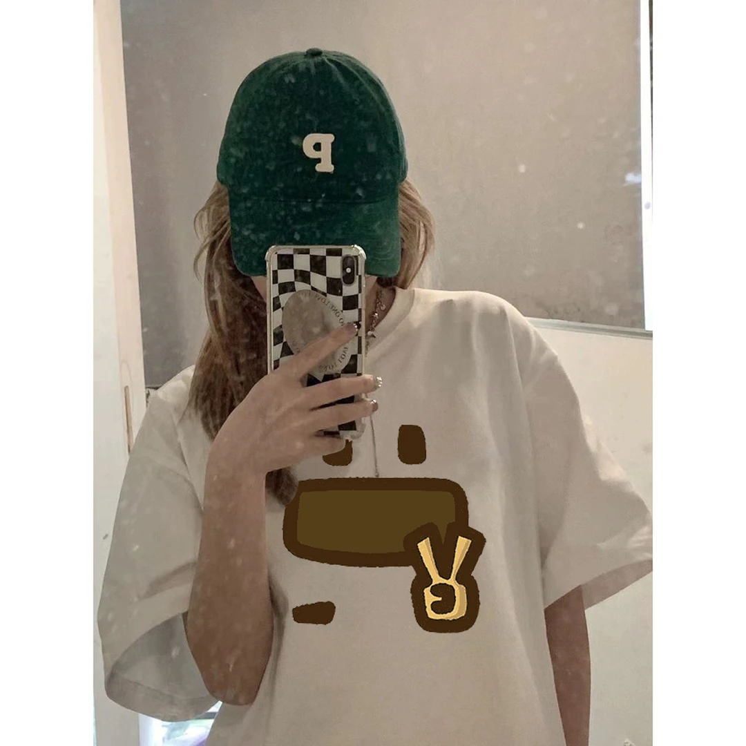 美式宽松重磅纯棉夏季薄款休闲圆领印花短袖t恤男女洋气炸街半袖