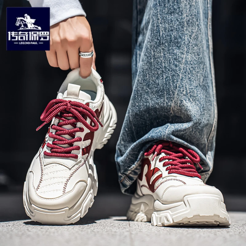 传奇保罗正版男鞋潮流冬季百搭休闲运动鞋青少年增高厚底老爹潮鞋