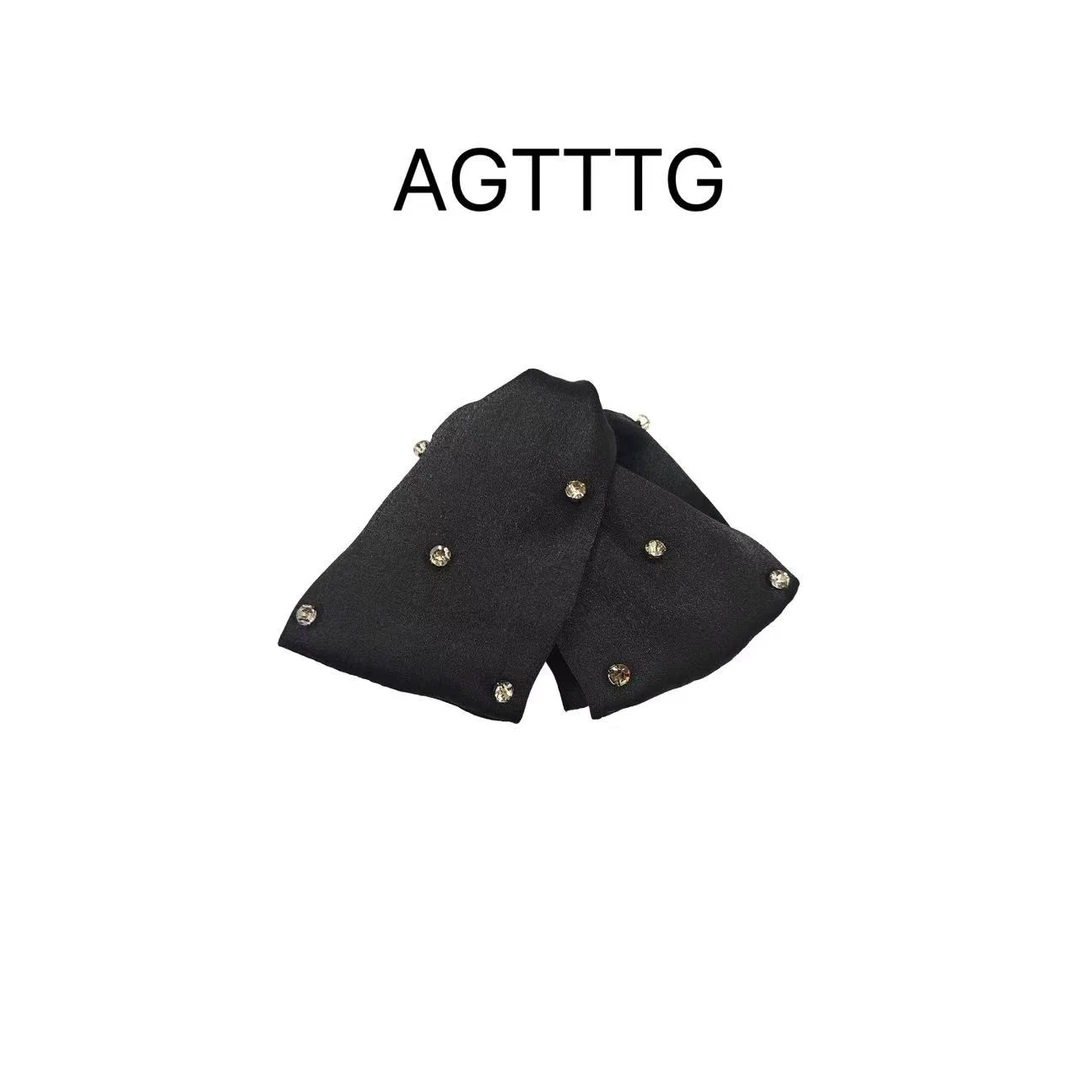 AG 2724简约轻奢时尚百搭黑色法式赫本手缝钻石抓夹