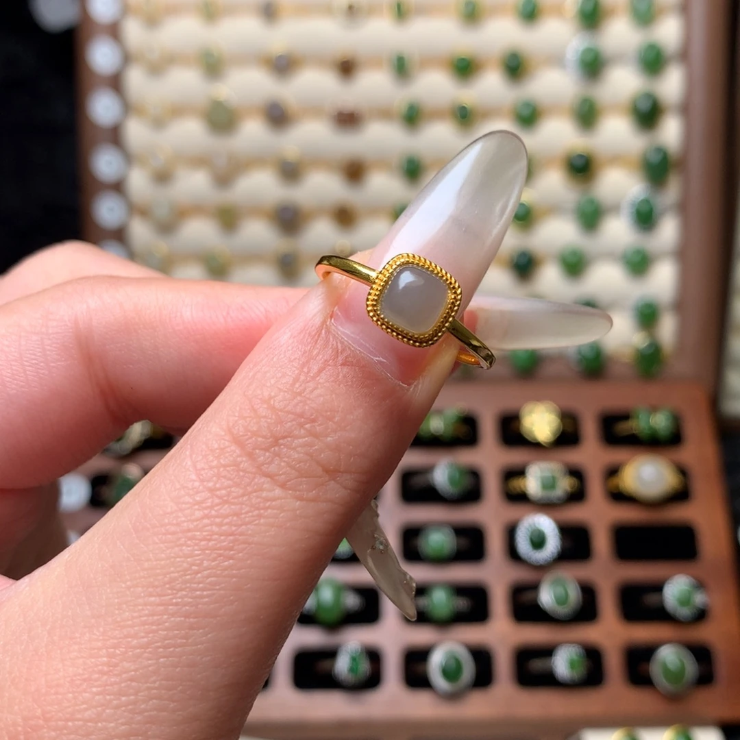 和田玉银S925镶嵌戒指