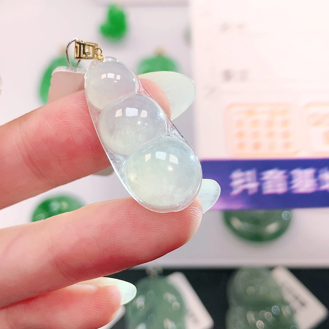 吊坠(不含链)18K金镶嵌翡翠