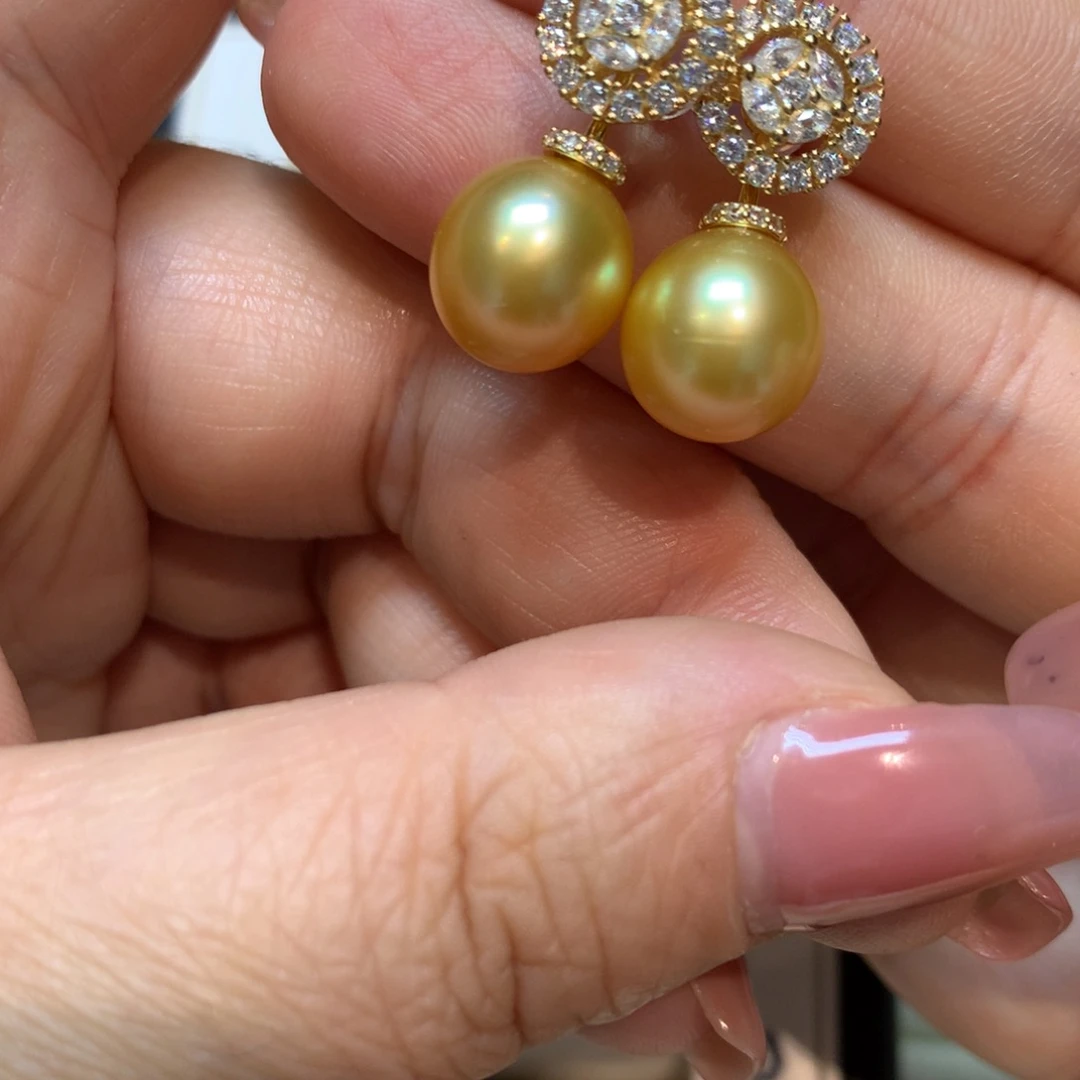 海水珍珠耳饰银S925镶嵌