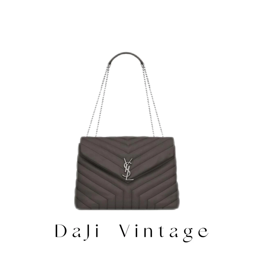 大吉中古/ysl圣罗兰深灰色loulou单肩包