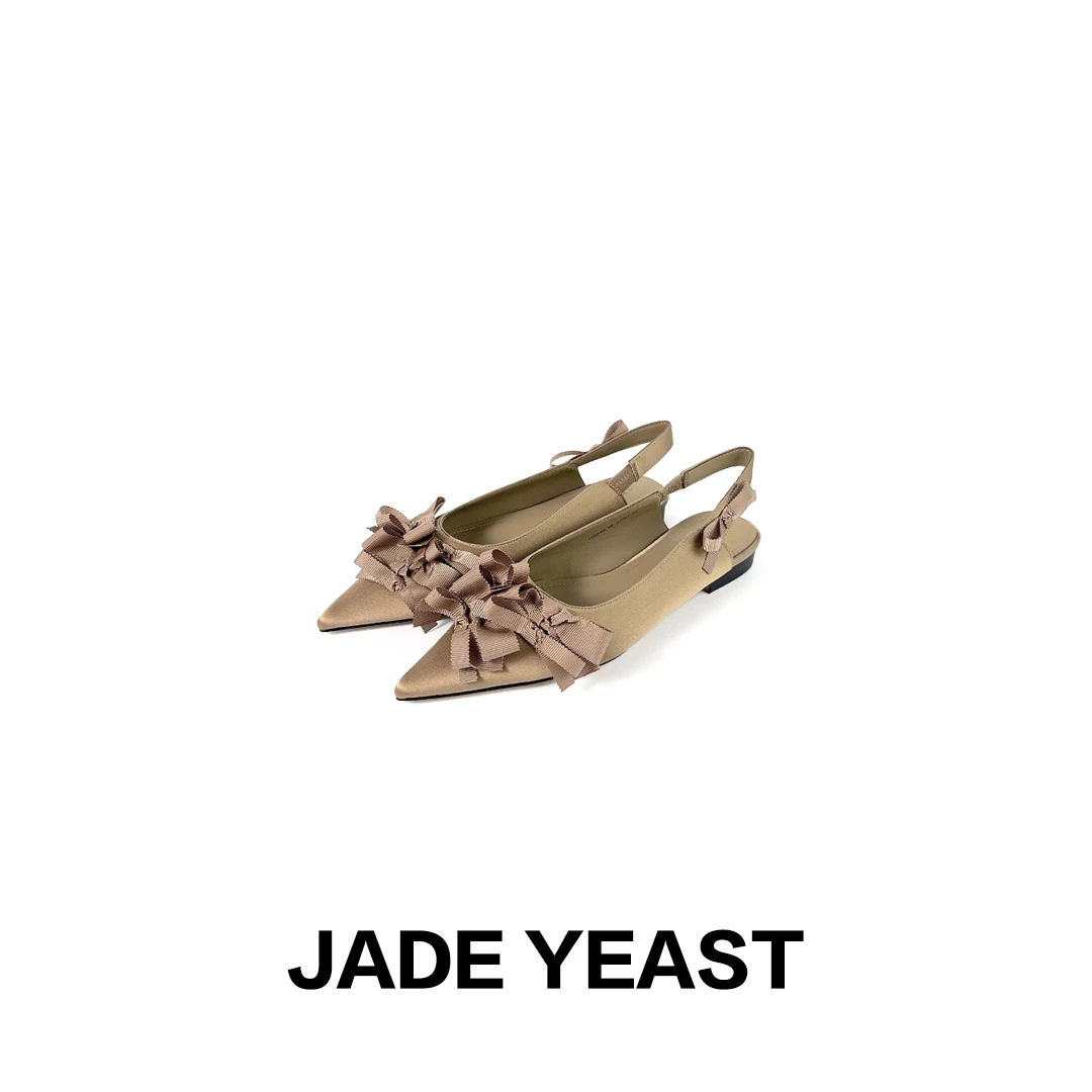 JADE YEAST|真丝布蝴蝶结后镂空尖头鞋-99918