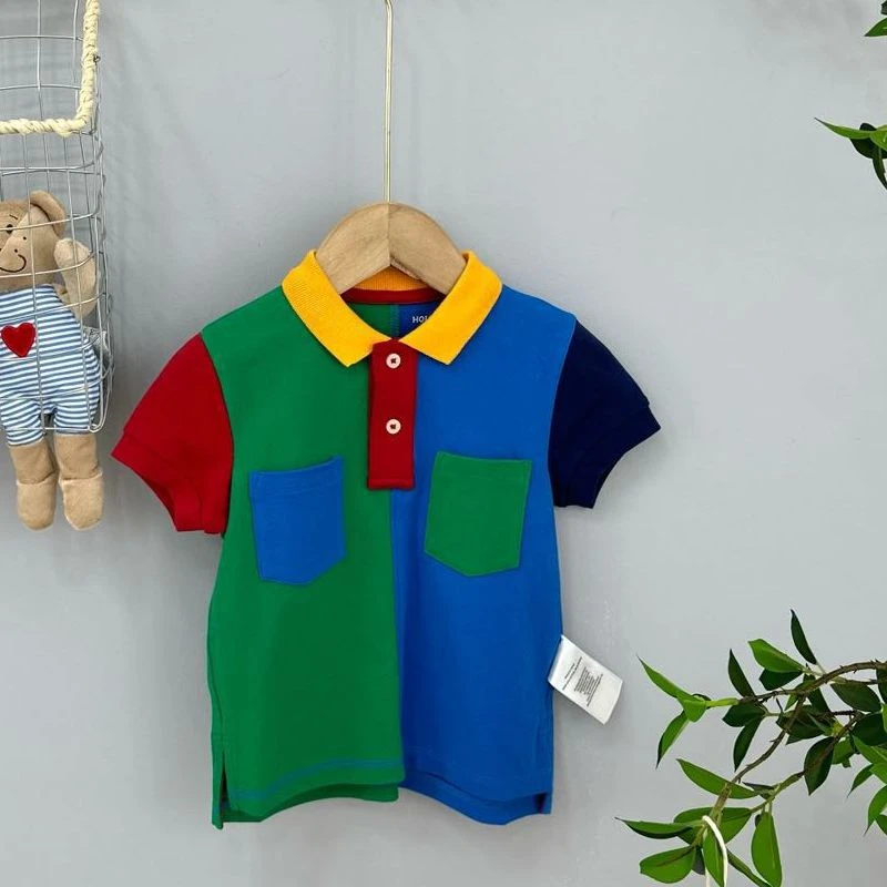 2181高端专享夏季呦呦鹿短袖蓝绿拼色