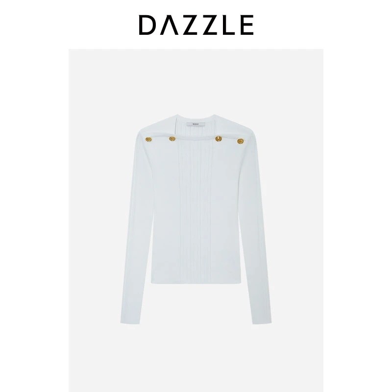专选DAZZLE地素毛衣白色针织长袖套衫2H4E4511B