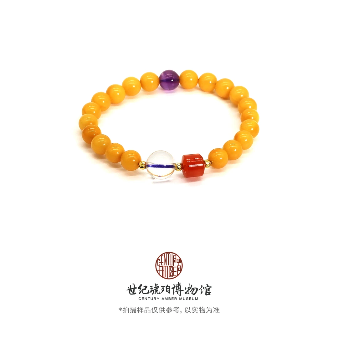 九紫离火蜜蜡圆珠手串-05000929