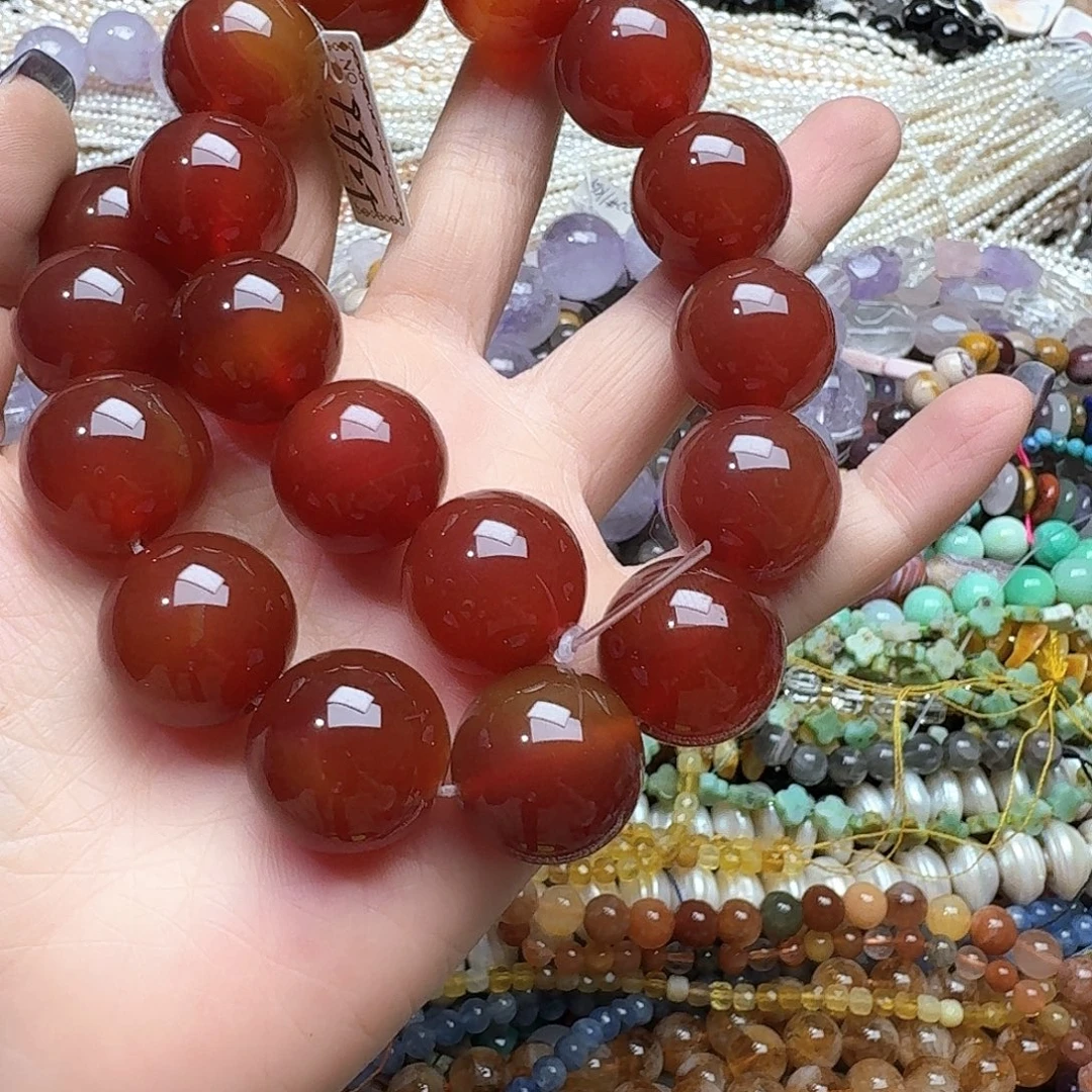 玛瑙/玉髓未镶嵌珠宝半成品2颗20m红玛瑙隔珠