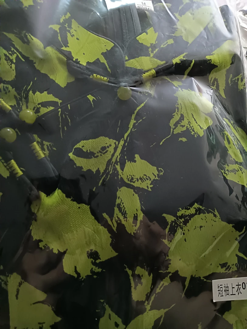 新款黑底绿花小上衣（银杏叶）