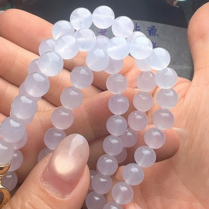 定制翡翠未镶嵌7.6mm冰种白月光