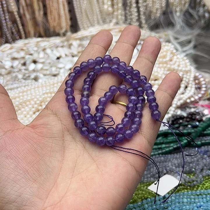 未镶嵌玛瑙/玉髓珠宝半成品一条6mm紫晶