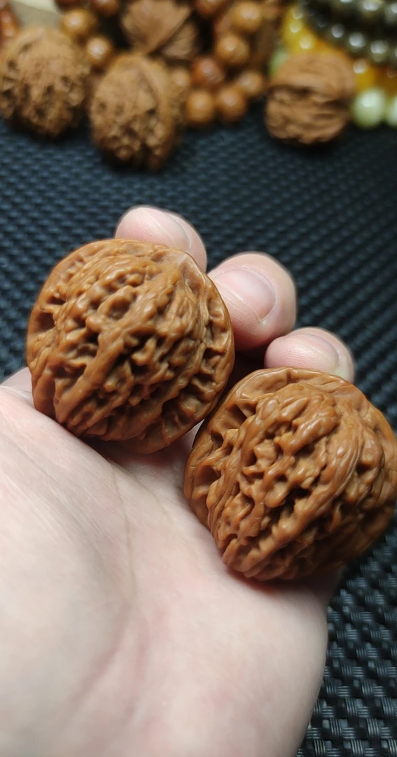 四座楼狮子头文玩核桃手把件盘玩收藏