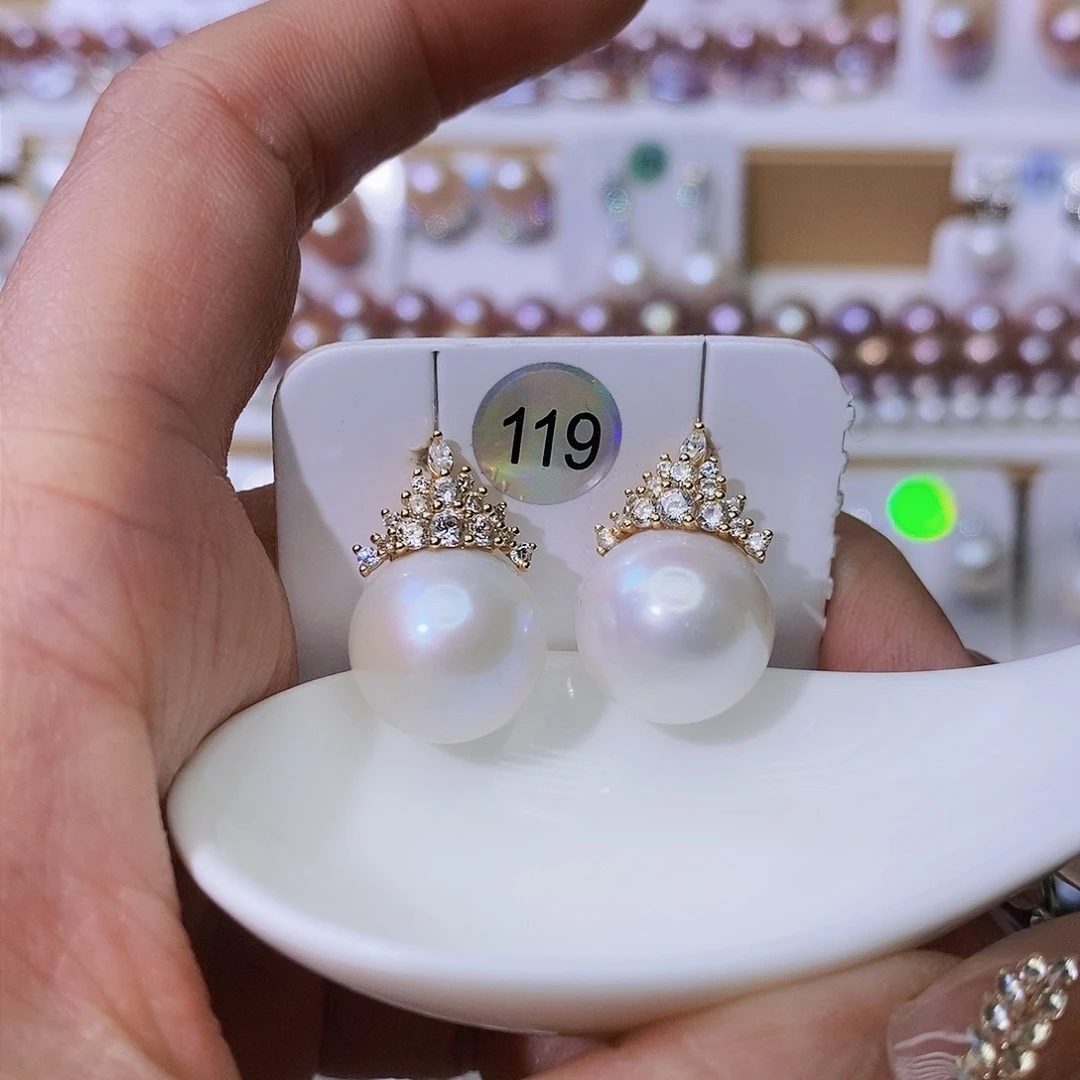 淡水珍珠耳饰银S925镶嵌东**生