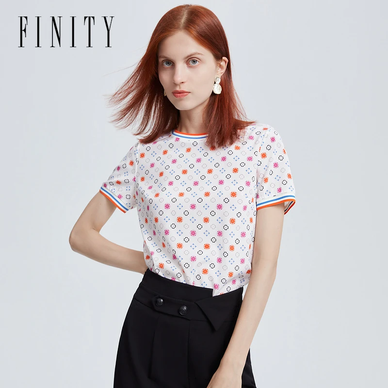 【粉丝专享】FINITY 百搭气质花色时尚法式显瘦套头衫 F20VCTZ04T