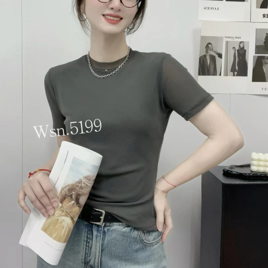 薄款拼接半高领短袖T恤女夏季2025新款小众百搭修身显瘦上衣