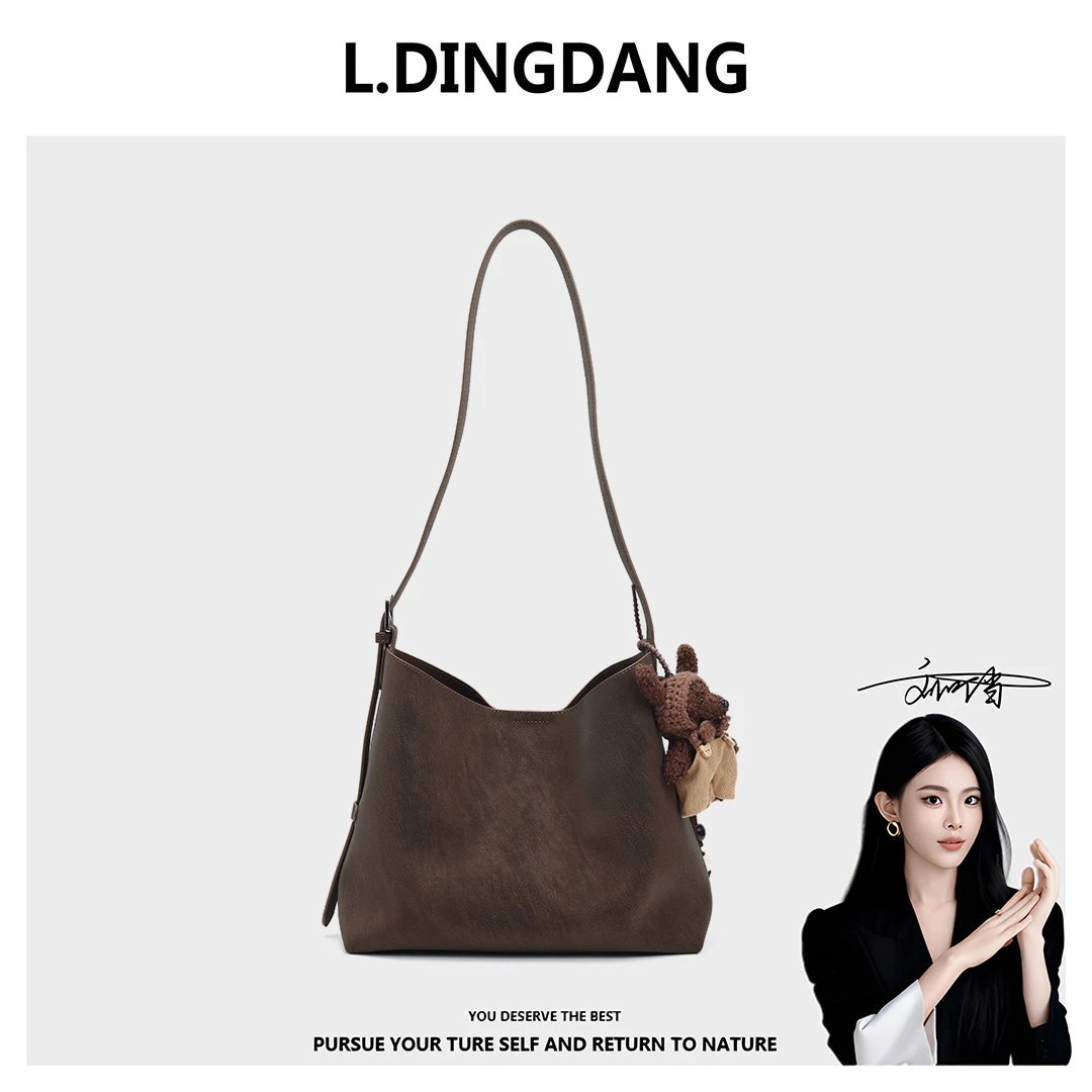 【刘叮当甄选】便携款拉链可折叠简约风单肩包秋冬大容量托特20201