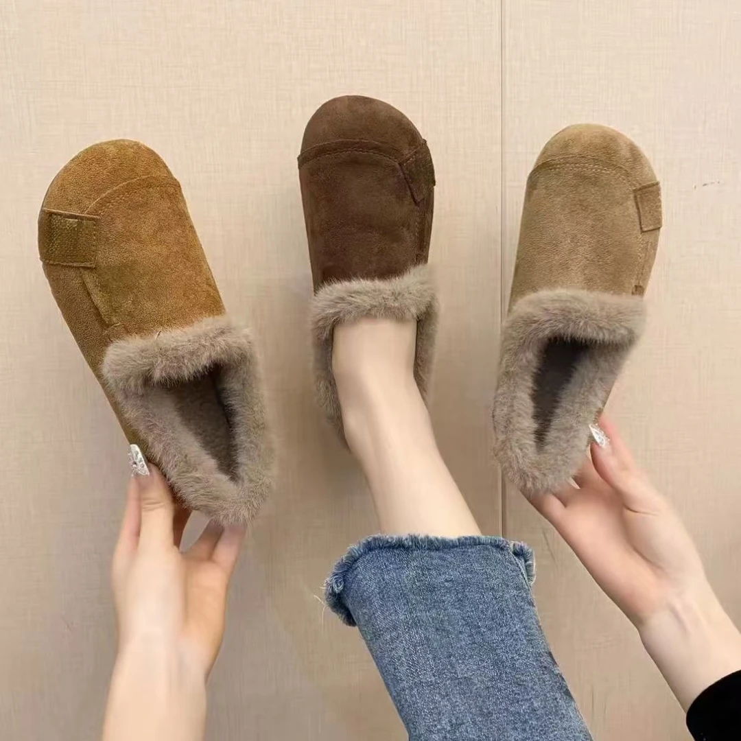 【运费险】百搭毛毛鞋休闲舒适女棉鞋加绒保暖防水防滑雪地鞋女