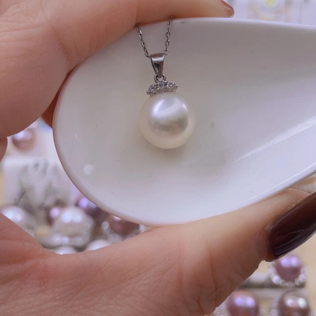 淡水珍珠银S925镶嵌吊坠(赠链)