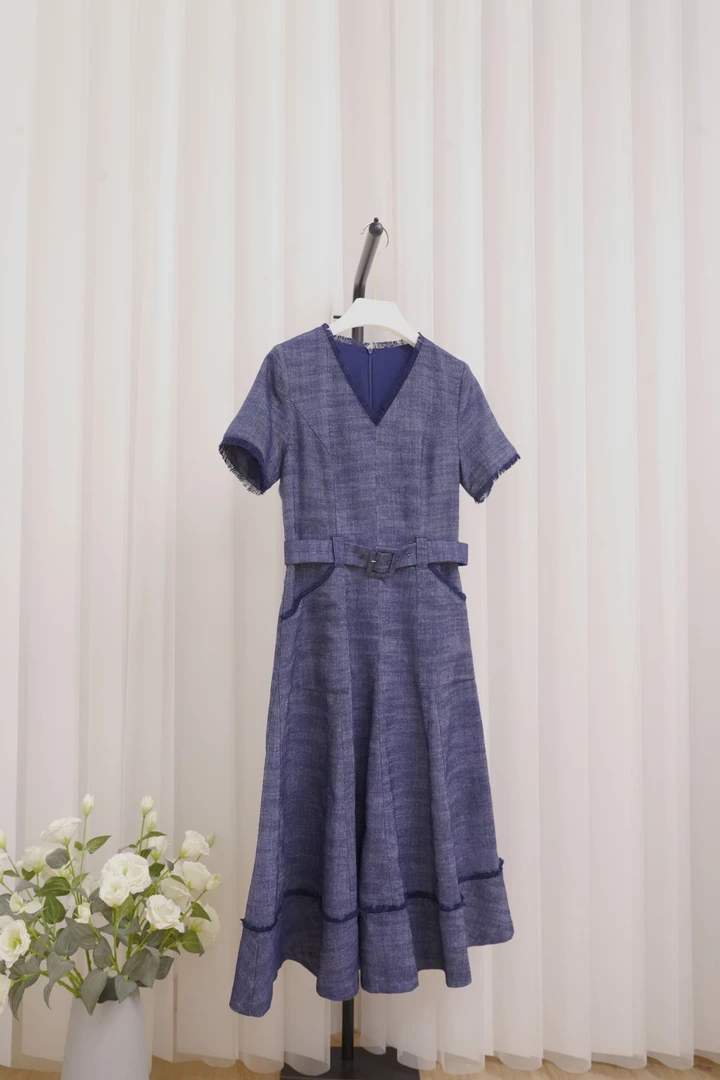 2025文哥工作室新品女夏季高定设计连衣裙气质时尚CC-2955