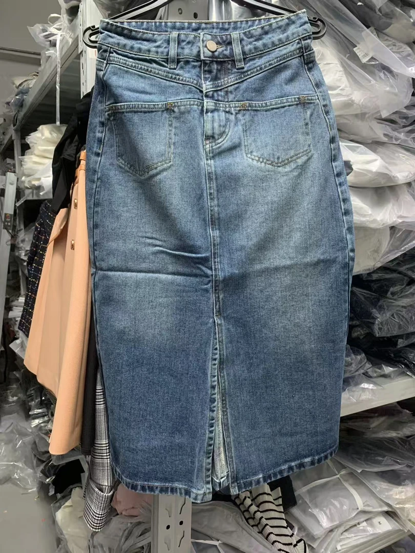 慕溢-142前开叉牛仔半裙